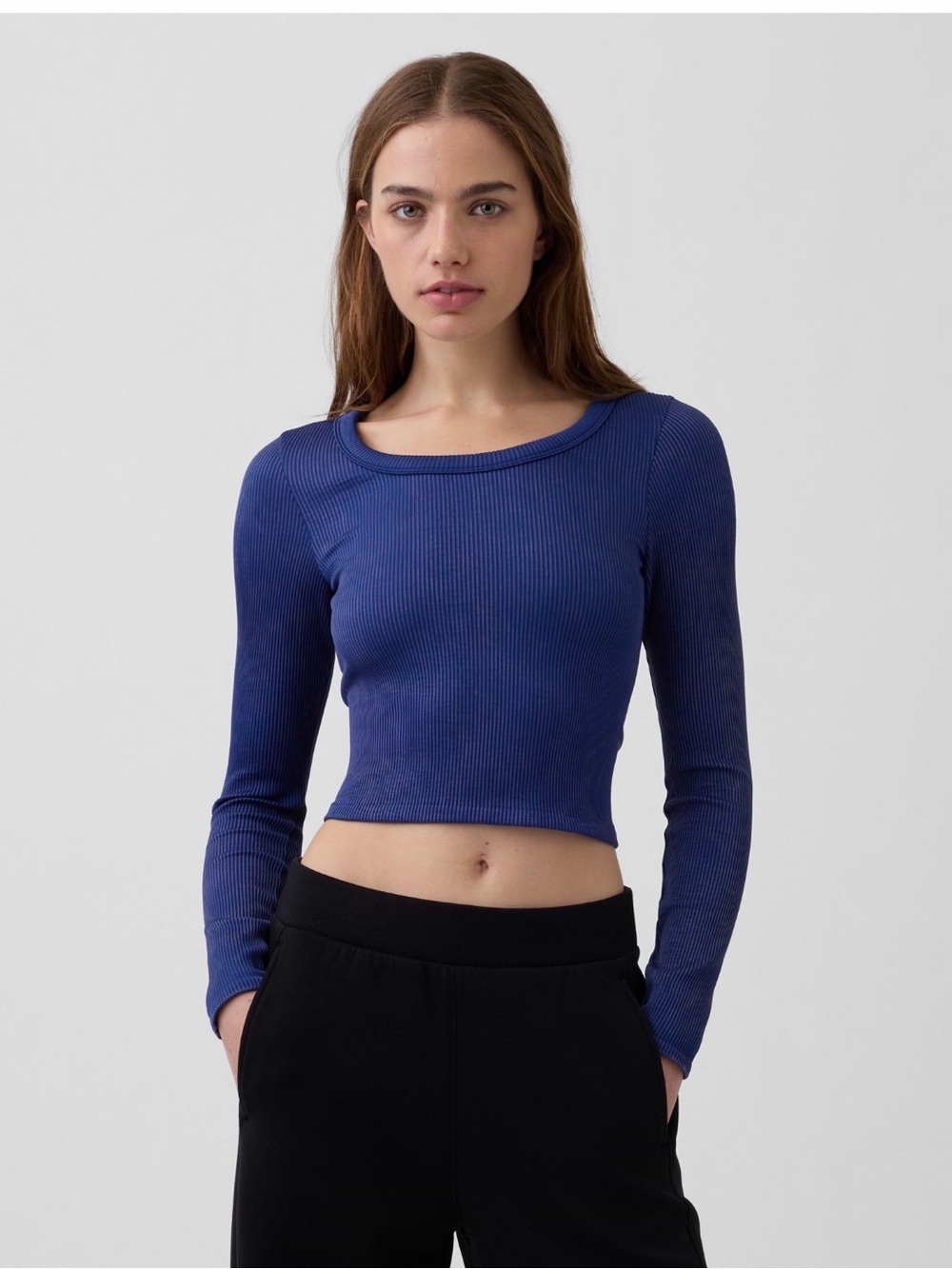 NWT Gap Long Sleeve Ribbed Crop Top in Deep Blue